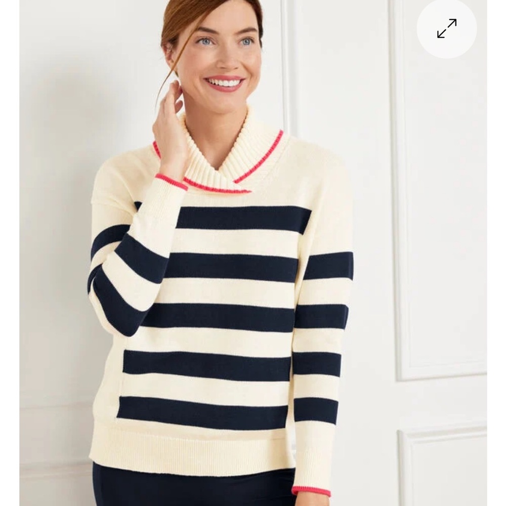 T by Talbots Coolmax stripped Shawl collar sweater Size XL